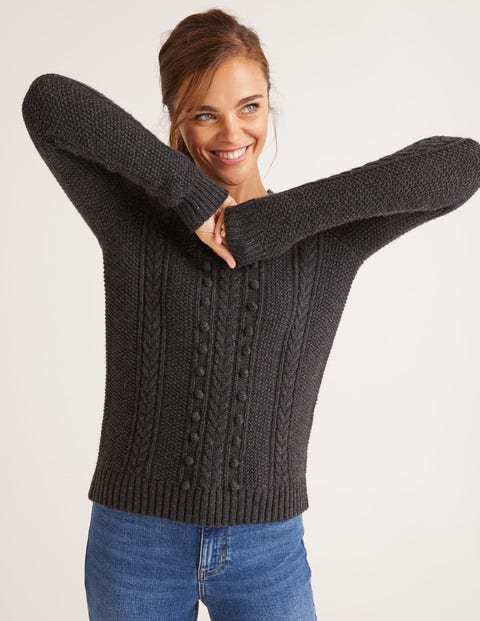 Elodie Cable Jumper - Charcoal Melange Elodie Cable Jumper - Charcoal Melange