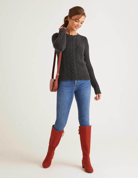 Elodie Cable Jumper - Charcoal Melange Elodie Cable Jumper - Charcoal Melange