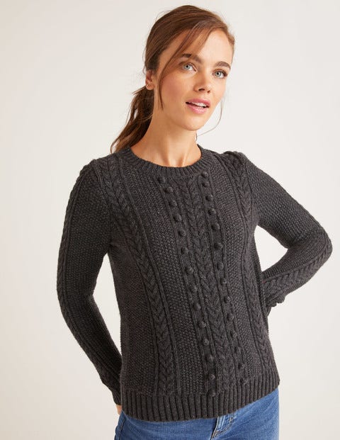 Elodie Cable Jumper - Charcoal Melange Elodie Cable Jumper - Charcoal Melange