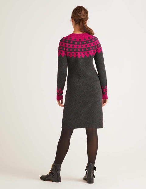 Rhea Fair Isle Dress - Charcoal Melange/Vibrant Plum Rhea Fair Isle Dress - Charcoal Melange/Vibrant Plum