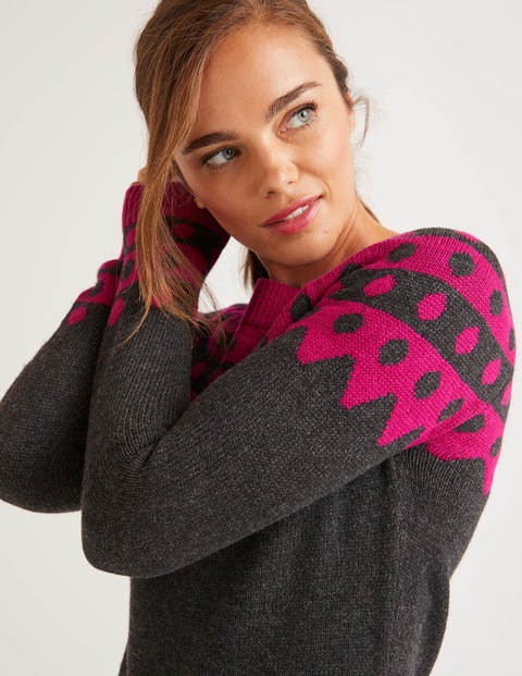 Rhea Fair Isle Dress - Charcoal Melange/Vibrant Plum Rhea Fair Isle Dress - Charcoal Melange/Vibrant Plum