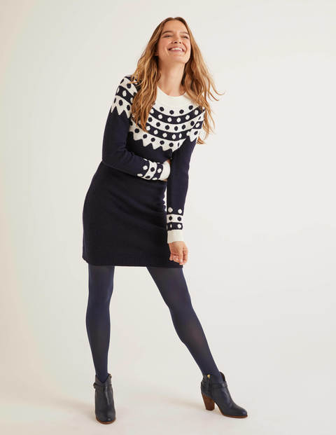 Rhea Fair Isle Dress - Navy/Ivory Rhea Fair Isle Dress - Navy/Ivory