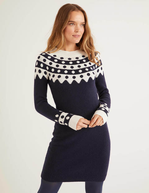 Rhea Fair Isle Dress - Navy/Ivory Rhea Fair Isle Dress - Navy/Ivory