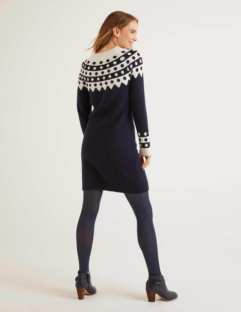 Rhea Fair Isle Dress - Navy/Ivory Rhea Fair Isle Dress - Navy/Ivory