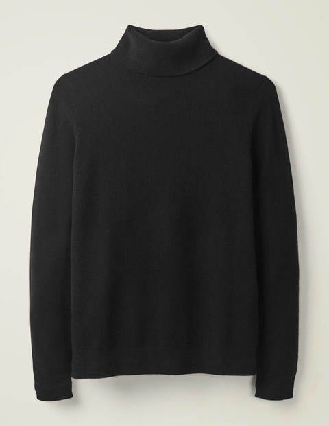 black cashmere roll neck womens