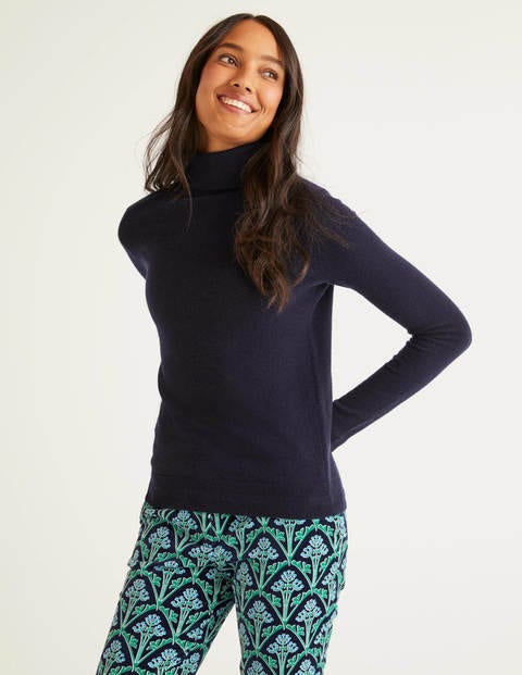 Cashmere Roll Neck Sweater - Navy Cashmere Roll Neck Sweater - Navy