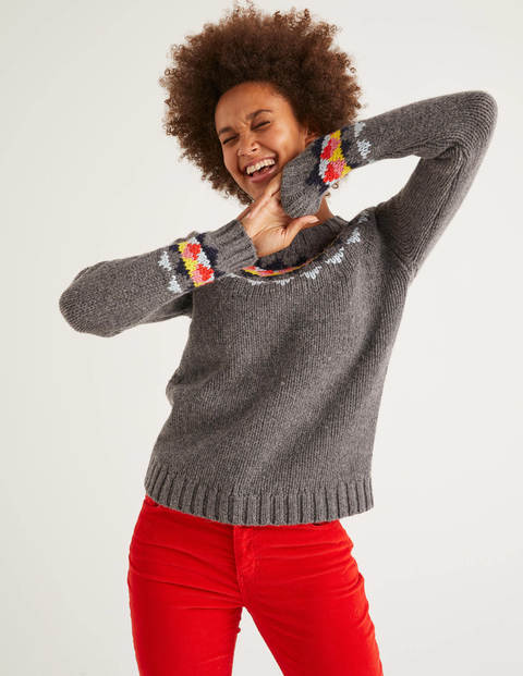 Cordelia Fair Isle Sweater - Charcoal Melange Cordelia Fair Isle Sweater - Charcoal Melange