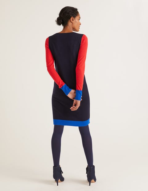 Frederica Knitted Dress - Navy Tipped Frederica Knitted Dress - Navy Tipped