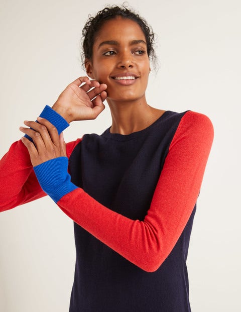 Frederica Knitted Dress - Navy Tipped Frederica Knitted Dress - Navy Tipped