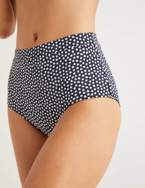 High Waisted Bikini Bottoms - Navy/Ivory Spot High Waisted Bikini Bottoms - Navy/Ivory Spot
