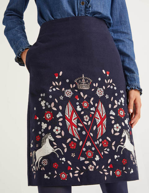 Olivia Embroidered Mini Skirt - Navy, Heraldic Olivia Embroidered Mini Skirt - Navy, Heraldic