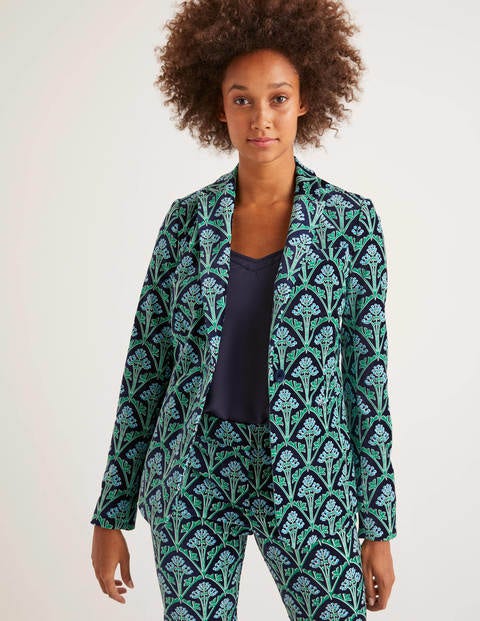 Sackville-West Velvet Blazer - Navy and Green, Poppyseed Bud Sackville-West Velvet Blazer - Navy and Green, Poppyseed Bud