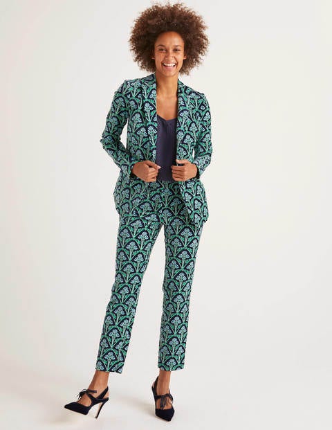Sackville-West Velvet Blazer - Navy and Green, Poppyseed Bud Sackville-West Velvet Blazer - Navy and Green, Poppyseed Bud