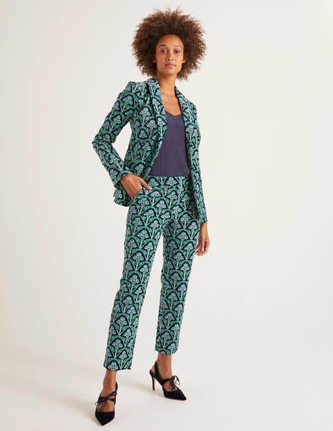 Sackville-West Velvet Blazer - Navy and Green, Poppyseed Bud Sackville-West Velvet Blazer - Navy and Green, Poppyseed Bud