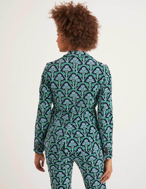 Sackville-West Velvet Blazer - Navy and Green, Poppyseed Bud Sackville-West Velvet Blazer - Navy and Green, Poppyseed Bud