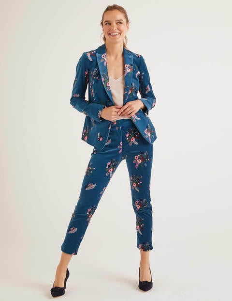 Sackville-West Velvet Blazer - Baltic, Country Posy Sackville-West Velvet Blazer - Baltic, Country Posy