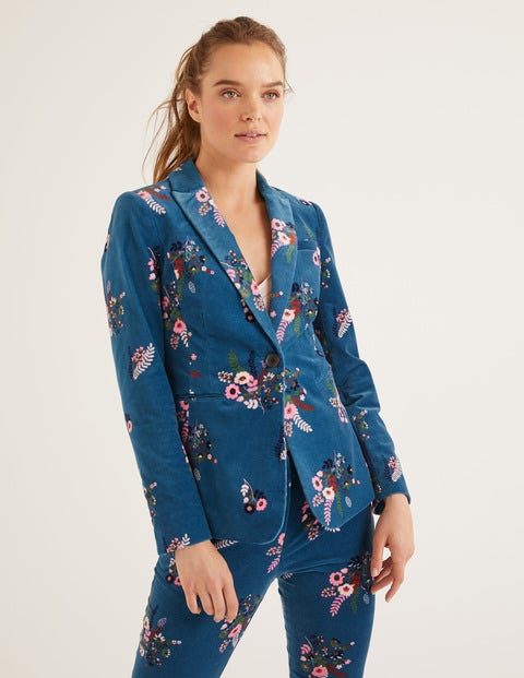 Sackville-West Velvet Blazer - Baltic, Country Posy Sackville-West Velvet Blazer - Baltic, Country Posy