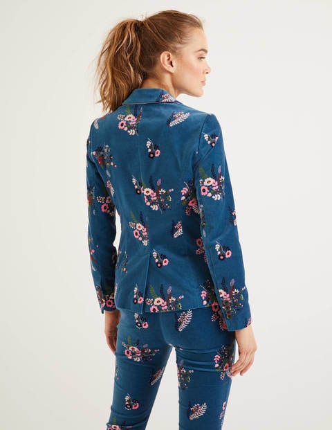 Sackville-West Velvet Blazer - Baltic, Country Posy Sackville-West Velvet Blazer - Baltic, Country Posy