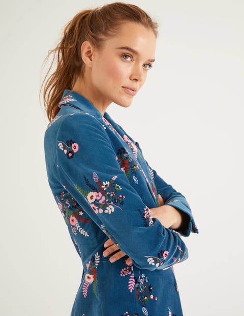 Sackville-West Velvet Blazer - Baltic, Country Posy Sackville-West Velvet Blazer - Baltic, Country Posy