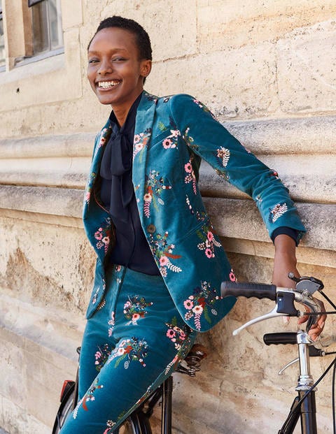 Sackville-West Velvet Blazer - Baltic, Country Posy Sackville-West Velvet Blazer - Baltic, Country Posy