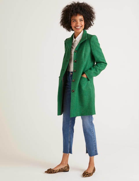 Manteau Hengrave en tweed - Chevrons vert vif Manteau Hengrave en tweed - Chevrons vert vif
