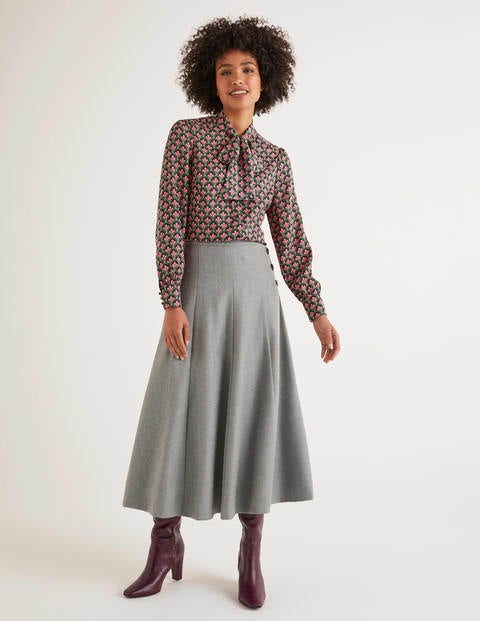 Jupe Midi Esme En Tweed Britannique - Gris chiné Jupe Midi Esme En Tweed Britannique - Gris chiné