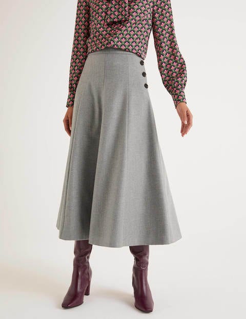 Jupe Midi Esme En Tweed Britannique - Gris chiné Jupe Midi Esme En Tweed Britannique - Gris chiné