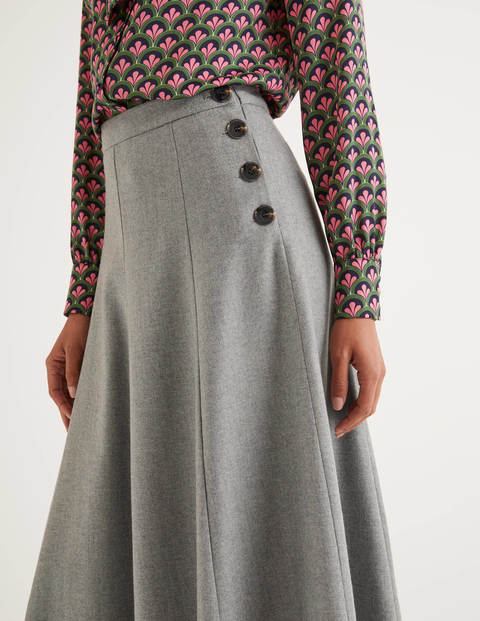 Jupe Midi Esme En Tweed Britannique - Gris chiné Jupe Midi Esme En Tweed Britannique - Gris chiné