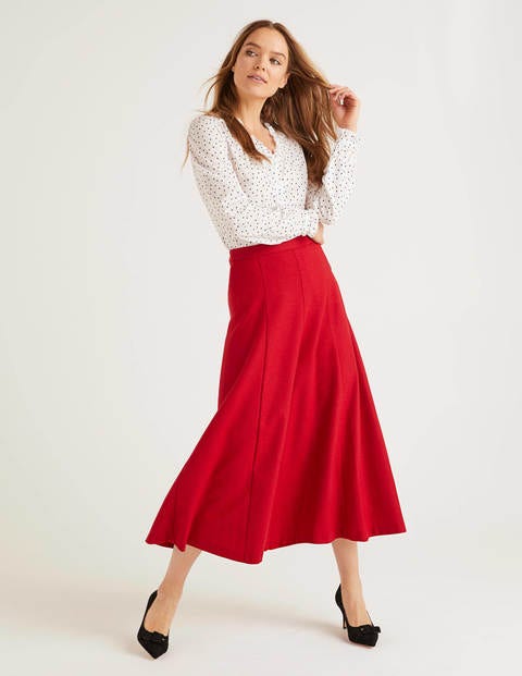 Esme British Tweed Midi Skirt - Post Box Red Esme British Tweed Midi Skirt - Post Box Red