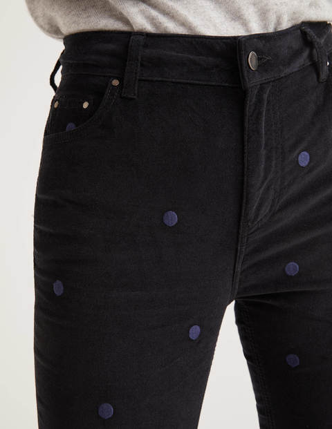 Velvet Super Skinny Jeans - Black Embroidered Velvet Super Skinny Jeans - Black Embroidered