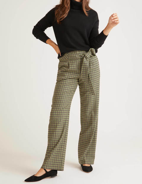 Pantalon À Nouer À La Taille En Tweed - Carreaux vert/ivoire Pantalon À Nouer À La Taille En Tweed - Carreaux vert/ivoire