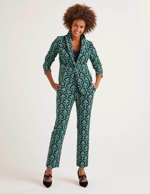 Velvet 7/8 Pants - Navy and Green, Poppyseed Bud Velvet 7/8 Pants - Navy and Green, Poppyseed Bud