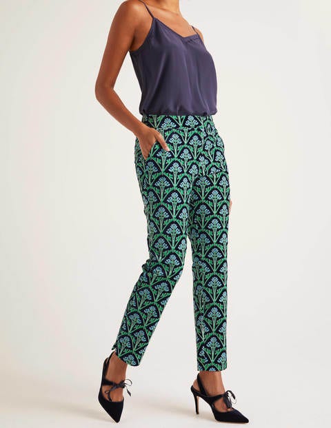 Velvet 7/8 Pants - Navy and Green, Poppyseed Bud Velvet 7/8 Pants - Navy and Green, Poppyseed Bud