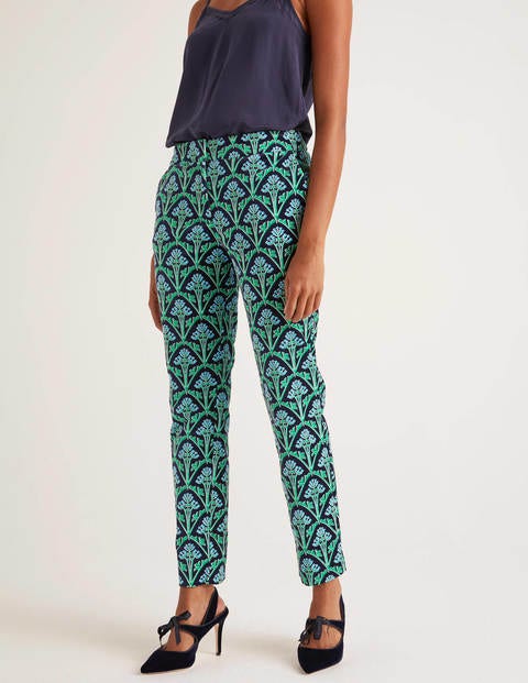 Velvet 7/8 Pants - Navy and Green, Poppyseed Bud Velvet 7/8 Pants - Navy and Green, Poppyseed Bud