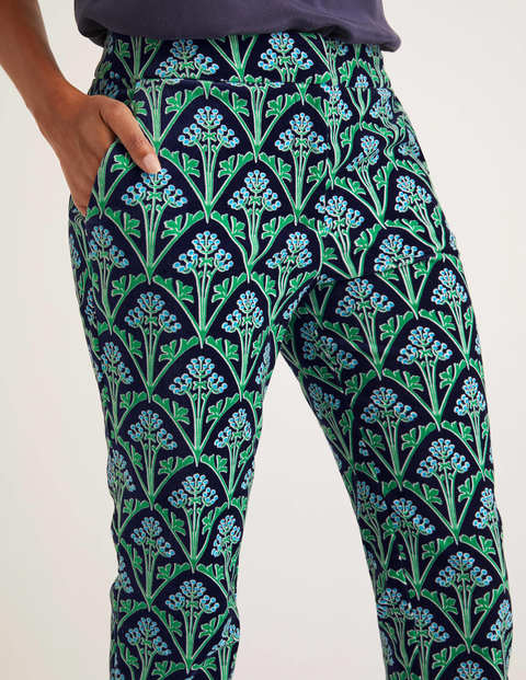 Velvet 7/8 Pants - Navy and Green, Poppyseed Bud Velvet 7/8 Pants - Navy and Green, Poppyseed Bud