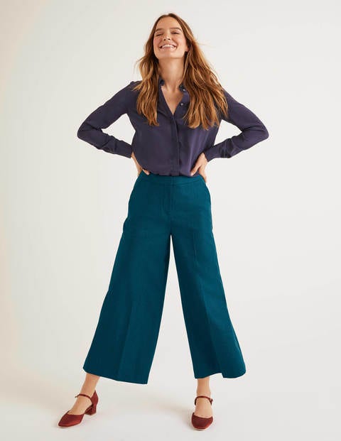 British Tweed Culottes - Teal Herringbone British Tweed Culottes - Teal Herringbone