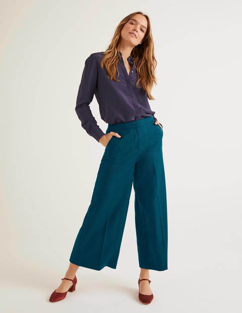 British Tweed Culottes - Teal Herringbone British Tweed Culottes - Teal Herringbone
