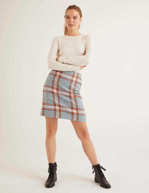 British Tweed Mini Skirt - Heritage Blue, Orange Check British Tweed Mini Skirt - Heritage Blue, Orange Check