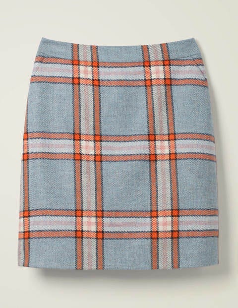 British Tweed Mini Skirt - Heritage Blue, Orange Check British Tweed Mini Skirt - Heritage Blue, Orange Check