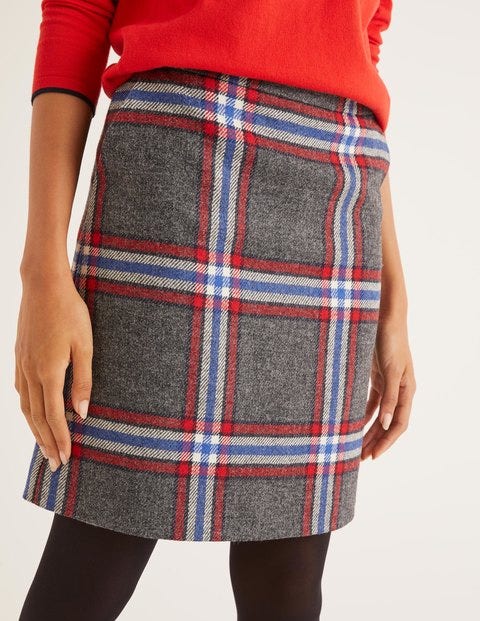 British Tweed Mini Skirt - Grey Marl Check British Tweed Mini Skirt - Grey Marl Check