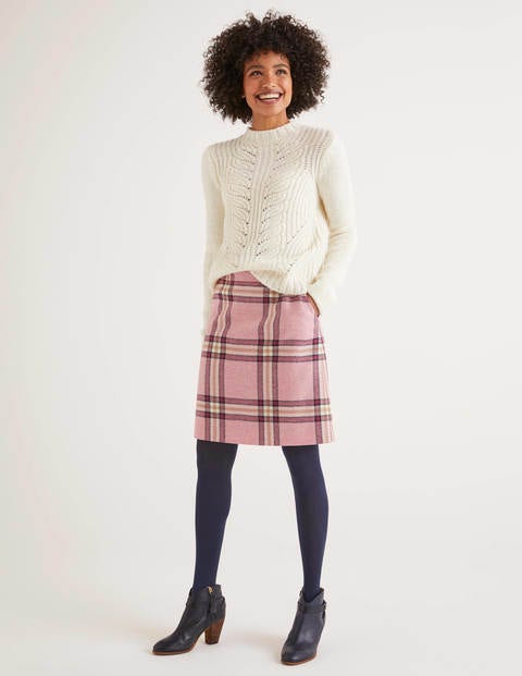 British Tweed Mini Skirt - Pink, Camel Check British Tweed Mini Skirt - Pink, Camel Check