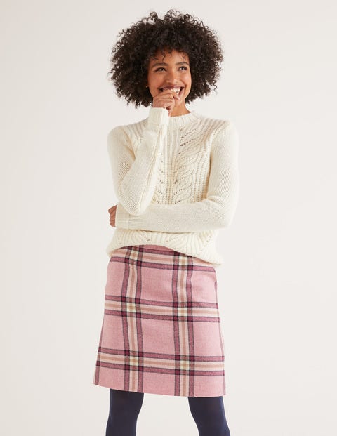 British Tweed Mini Skirt - Pink, Camel Check British Tweed Mini Skirt - Pink, Camel Check