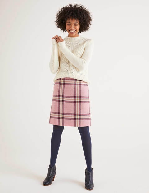 British Tweed Mini Skirt - Pink, Camel Check British Tweed Mini Skirt - Pink, Camel Check