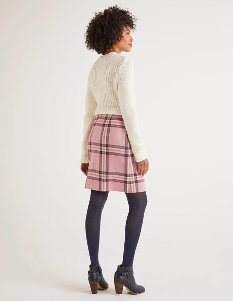 British Tweed Mini Skirt - Pink, Camel Check British Tweed Mini Skirt - Pink, Camel Check