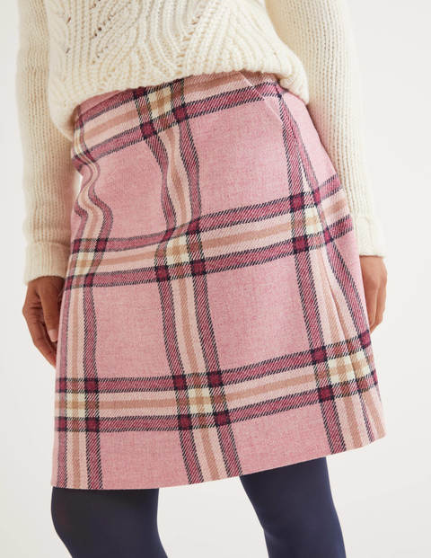 British Tweed Mini Skirt - Pink, Camel Check British Tweed Mini Skirt - Pink, Camel Check