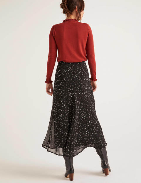 Jupe midi Tabitha - Noir, motif Sweet Flower Jupe midi Tabitha - Noir, motif Sweet Flower
