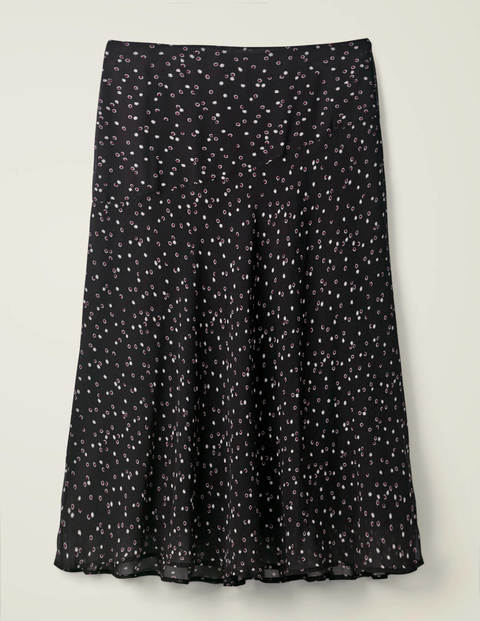 Jupe midi Tabitha - Noir, motif Sweet Flower Jupe midi Tabitha - Noir, motif Sweet Flower