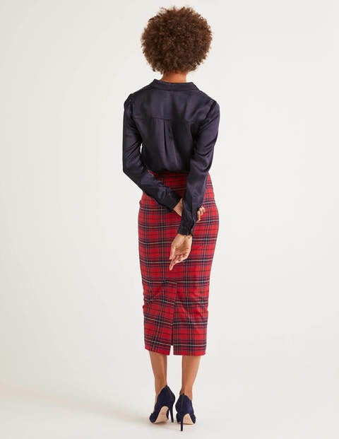 Inverness Pencil Skirt - Poinsettia, River Check Inverness Pencil Skirt - Poinsettia, River Check