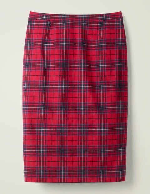 Inverness Pencil Skirt - Poinsettia, River Check Inverness Pencil Skirt - Poinsettia, River Check