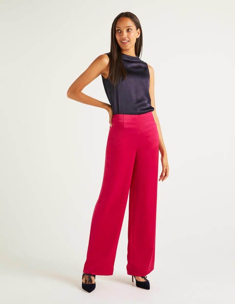 Amney Satin Wide Leg Pants - English Berry Amney Satin Wide Leg Pants - English Berry